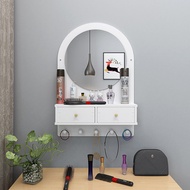 Bathroom Mirror Toilet Wall-Mounted Punch-Free Bathroom Mirror Toilet Bathroom Table with Shelf Cosmetic Mirror