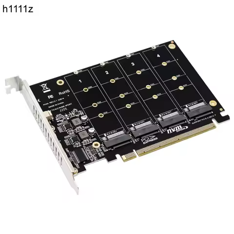 NEW NVME Raid Card PCI Express 4.0 X16 to 4 Port NVME Expansion Card Adapter 4x 32Gbps M.2 NVME SSD 