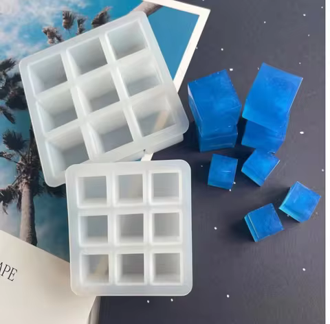 DIY 9 even cube silica gel mold chocolate mold cake molding ice maker ice cube ice lattice baking to