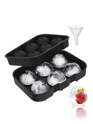 家用4/6/8格矽膠冰塊模具，多功能球形和方形製冰機，適用於威士忌冰球