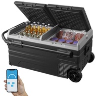 75l 95l Small Car Fridge 12v/24v Portable Mini Dual Storage Zone Refrigerator Compressor Truck Freez