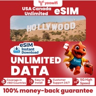 [Yoowifi] eSIM Instant -  USA & Canada Travel eSIM with unlimited data 5G Fast delivery