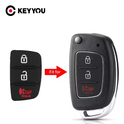 KEYYOU Rubber Car Key Pad For Hyundai I30 i35 iX20 Solaris Verna Mistra IX35 Accent 3/4 Buttons