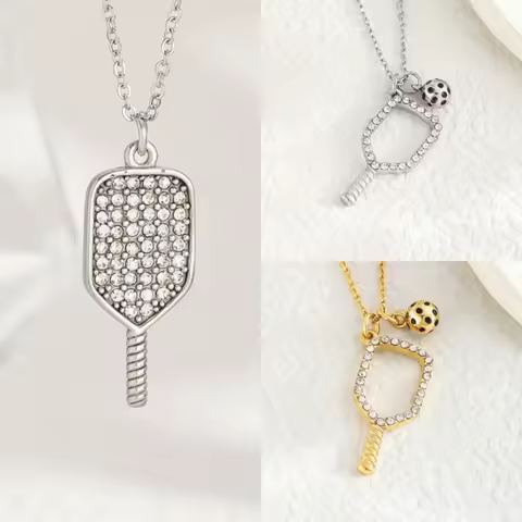 2025 New Pickleball Racket Necklace Stainless Steel Pickleball Necklace For Boys And Girls Holiday G