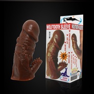 G point Reusable Brown Robust Spike Sex Cock Extender Penis Sleeve for Men Big Particles Dick Dotted Ribbed Enlarge Penis Sleeve with Spike and Bolitas for Men