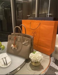 愛馬仕Hermes Birkin35 大象灰銀釦 Togo U刻