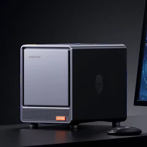 AOOSTAR WTR PRO AMD Ryzen 7 5825U Mini PC/NAS 8C/16T Dual 2.5G LAN 4 HDD Bays 4K Large Storage Tripl