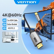 Vention USB C To HDMI Cable 4K 60hz Cotton Braided HD Cable Type C Converter Compatible For PC Compu
