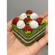 Hand-Knitted Mini Cake Wool-Free Crochet Afternoon Tea Dessert Pendant Keychain dy Material Package 