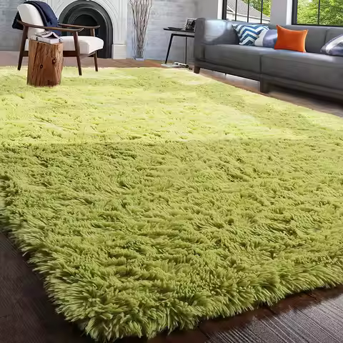Fluffy Soft Green Living Room Room Carpet Large Furry Area Rugs Kids Mat Children Shaggy Bedroom Rug