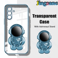 Jingsanc Transparent Casing For Samsung Galaxy A26 5G Phone Case With Astronaut Holder Plating Edge 