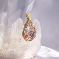 紅幽靈 金屬繞線編織吊墜 幽靈水晶 透體水晶 吊墜 14K金