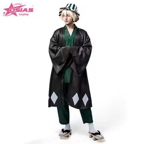 OSIAS Urahara Kisuke Cosplay Costume Set Urahara Kisuke wig Urahara Kisuke shoes