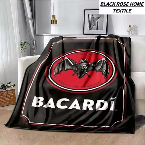 Fashionable Art Print Bacardi Rum Logo Blanket Family Bedroom Bed Sheet Outdoor Car Travel Camping P