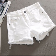 Quần Short Denim Mỏng Màu Trắng Cho Nữ Mùa Hè 2025 Phong Cách Hàn Quốc Ôm Vừa Vặn Nâng Mông Co Giãn 