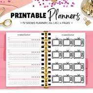 TV Shows Planner Printable PDF Journal Minimalist Planner Insert