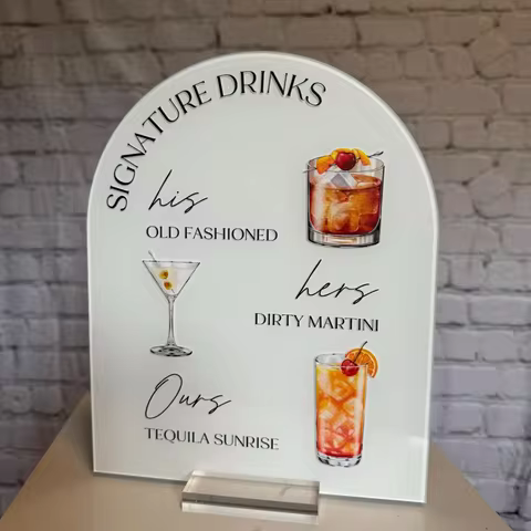 Signature drinks sign | signature drink menu | his and hers drinks sign | wedding cocktails sign | w