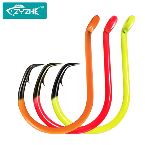 ZYZHE 4~8pcs/Lot Fluorescent Circle Hook 6/0# 7/0# 8/0# 9/0# 10/0# Hawksbill Hook Saltwater Freshwat