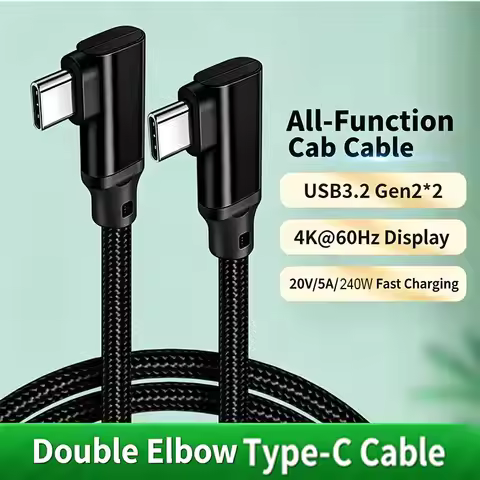 USB 3.2 Type C Gen2 Cable 20Gbps 5A 100W VR Right Angle PD Fast Charging Short 0.2m Long 2m 3m 5m Co