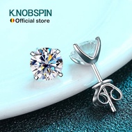KNOBSPIN Moissanite Earring 0.2-2ct D VVS1 GRA Certified Lab amond 4 Claw s925 Sterling Silver Stud 