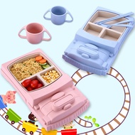 Wheat Straw Cartoon Train Children's Tableware Set Kindergarten Baby Feeding Complementary Food Plat