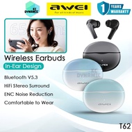 Awei T62 ENC Wireless Earbuds Sport Earbuds Noise Reduction Earphone ENC Headphone Awei Bluetooth Ea