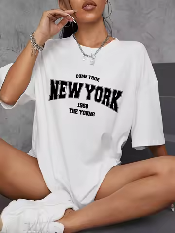 When 1968 The New York Is Young Woman Tshirts Oversize Daily Tshirts Creativity Streettshirt Individ