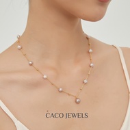 CACO Premium Freshwater Pearl Necklace 14K Gold Plated on 925 Sterling Silver "Phantom" (1 Piece)