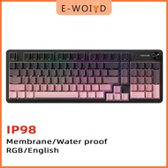 【E-WOITD】 FURYCUBE IP98 Wired Game Membrane Keyboard RGB Translucent Character Intelligent Knob Mute
