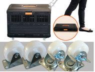 中小型寵物飛機籠飛機籠航空箱托運箱（黑/橙色）（FC550折疊箱+4個滾輪滑輪）