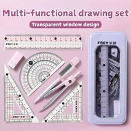 Ruler Set Math Triangle School Protractor Compass Supplies Student Ruler