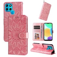 全城熱賣 - 適用於 Infinix Smart 6 壓花向陽花手機皮套（粉色）