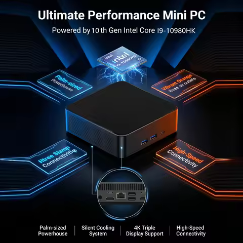 I9-10980HK Mini PC Win 11 Small Pocket Computer 32GB DDR3 2TB SSD Portable PC Gamer UHD Graphics 100