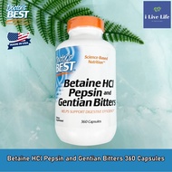 15% Sale!!! EXP.04/26 ไฮโดรคลอไรด์ Betaine HCl Pepsin and Gentian Bitters 360 Capsules - Doctors Bes