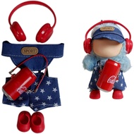 untuk Pakaian Labubu/set pakaian untuk anak patung 15/17cm, Set Pakaian-5 Keping Pakaian Bintang & T
