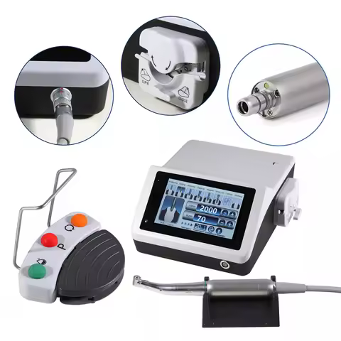 Touch LCD Screen Dental Surgical Implant Motor System + 20:1 Fiber Optic Led Contra Angle Handpiece 