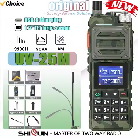 BAOFENG UV-25M Walkie Talkie Green Camo High Power 50KM Multi-band Amateur FM Radio Frequency Copy N