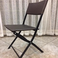 Outdoor Rattan Summer Leisure Adult Coffee Milk Tea Shop Table and Chair Folding Chair Balcony Backr