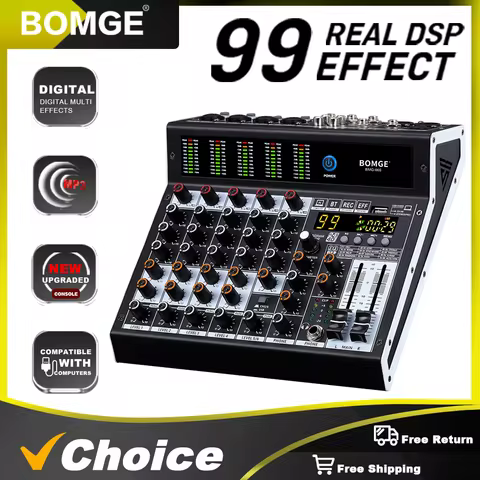 BOMGE 06S Professional audio mixer 6 Channel Mixing Console with 99 DSP Effect ,for studio recording
