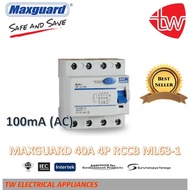 Maxguard 40A 4 Pole 100mA ML63-1 Type AC RCCB