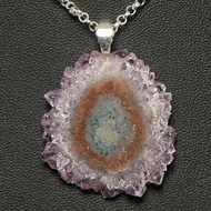 紫水晶鐘乳石切片 紫色 紫丁香 淡紫 薰衣草 晶洞 墜鍊