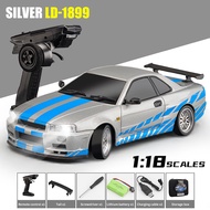 ของเล่นเด็ก LDR/C 1/18 GTR R34 RTRรถ RC LD1899ด้วยเครื่องมือวัดการหมุนวนรถ Diecast โลหะ Mobil Remote