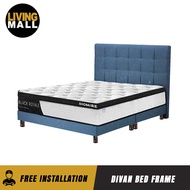 Living Mall Azia Series Fabric Divan Bed Frame With 4-inch Chrome Legs In Blue Light Grey And Dark Brown Colour. 4 Design