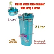 LAVA 3L PLASTIC WATER BOTTLE TUMBLER WITH STRAP STRAW / WATER BOTTLE STRIP / BOTOL AIR MINUMAN /DRIN