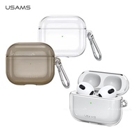 USAMS AirPods 3 第3代 清透冰川軟式保護套 保護殼(附金屬扣環)透黑