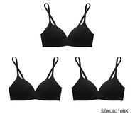 (Set 3 ชิ้น) Sabina เสื้อชั้นใน (ไม่มีโครง) รุ่น Pretty Perfect รหัส SBXU8310 สีดำ สีดำ 38C