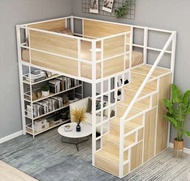Elevated double bed loft duplex loft bed simple modern capsule apartment bed small apartment space-saving loft bed