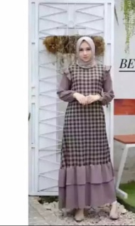 pakayan wanita gamis kombinasi kotak//gamis muslim terbaru//pakayan termurah motip polos kotak