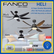 [YEOKA LIGHTS AND BATH] FANCO HELI CEILING FAN 56 Inch Ultra Silent DC Motor Ceiling Fan with 3 Tone LED Light and Remot