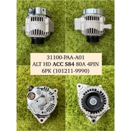 HONDA ACCORD S84 80A 4PIN 6PK NEW ALTERNATOR (101211-9990/31100-PAA-A01)